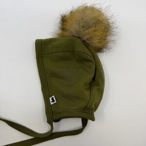 Little & Lively Baby Bonnet Hat | Olive Green | 0–6 Months | Made in Canada